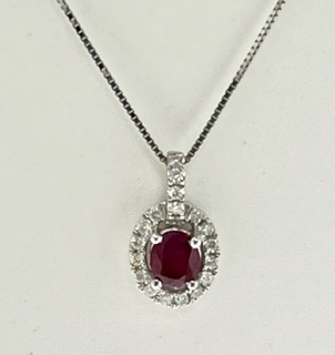 14k White gold Ruby & Diamond pendant. 