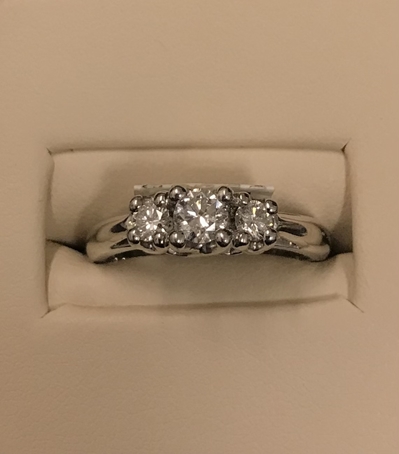 1/2CTW Three Diamond Engagement Ring 