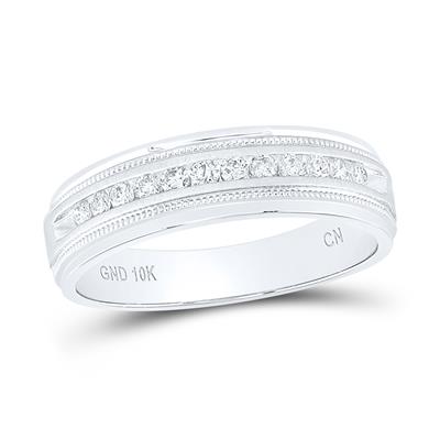 10k white Gold Round Diamond Wedding Single Row Band Ring 1/4 Cttw 