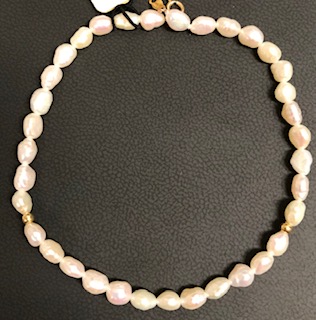 14KY 9" Fresh Water Pearl and Gold Bead Anklet 