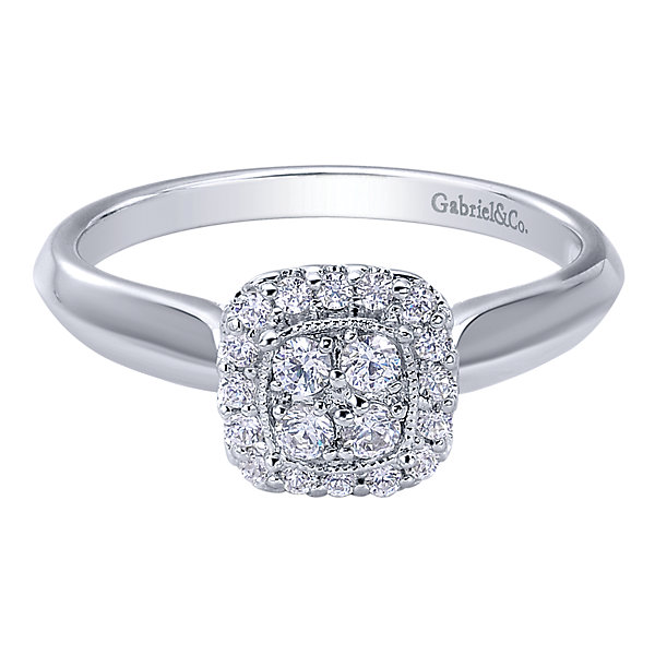 1/4CTW 14 Karat White Gold Diamond Halo Engagement Ring 