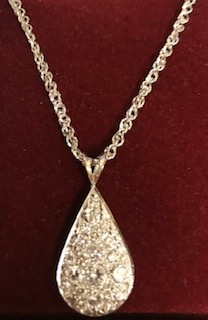 Made made diamond tear drop pendant 