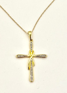 Yellow gold cross with diamonds 