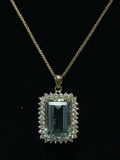 Aqua and Diamond pendant  