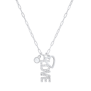 Silver love charm necklace 