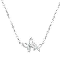 Ladies 10KT Gold .15 Ct. TW Diamond Butterfly Pendant With 18" Chain 
