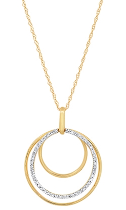 Yellow gold triple circle diamond pendant 